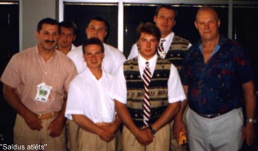 Dainis Zltis Olimpiskajs spls Atlant, 1996; No nreiss: Eduards Andrukevis, Ivars Zdanovskis, Vladimirs Morozovs, Viktors erbatihs, Zltis, Raimonds un Oerts Bergmai